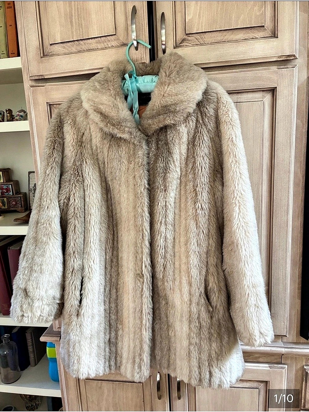 Jacques Saint Laurent Faux Fur Coat in Brown